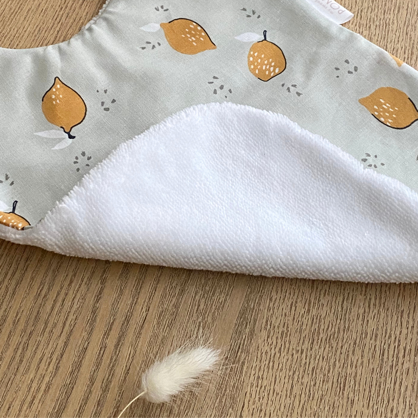 Serviette cantine maternelle à élastique citron