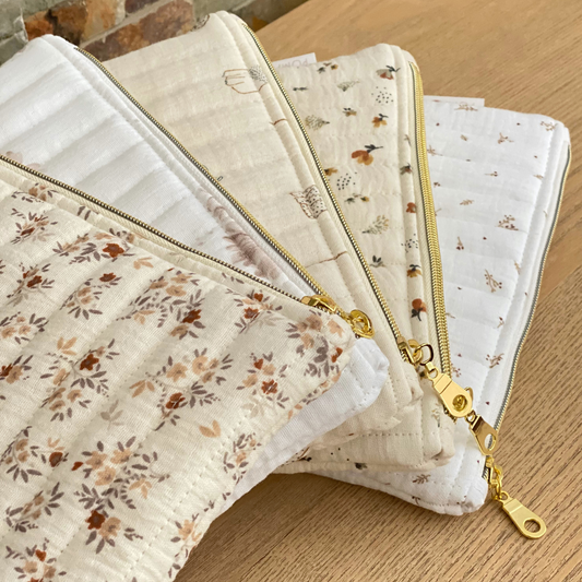 Pochettes plates matelassées en gaze de coton