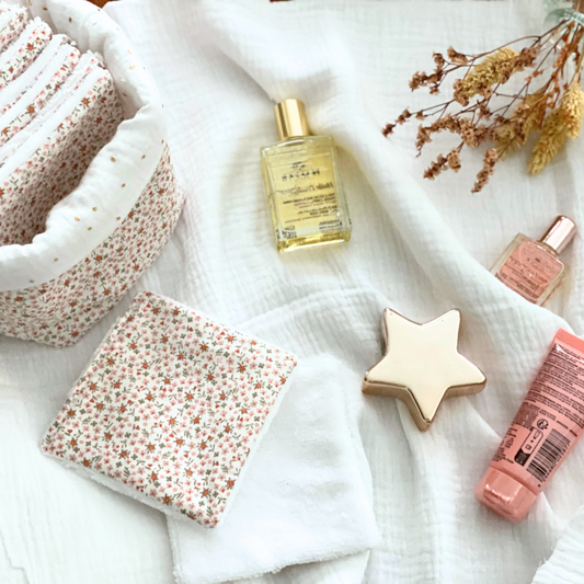 Cotons démaquillants lavables avec panier