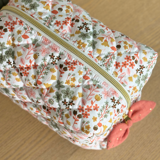 Trousse de toilette bébé matelassée terracotta doré camel