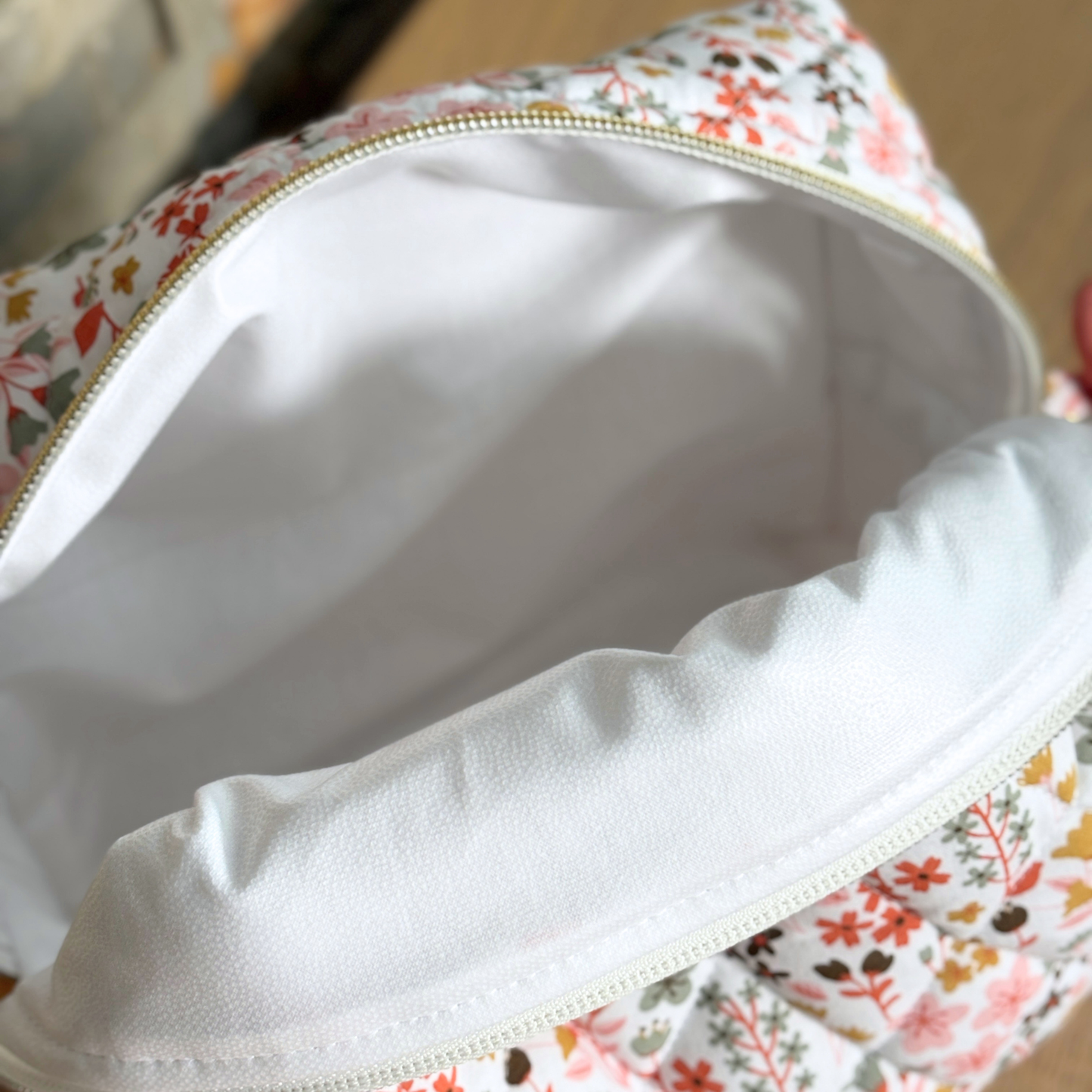 Trousse de toilette bébé matelassée terracotta doré camel