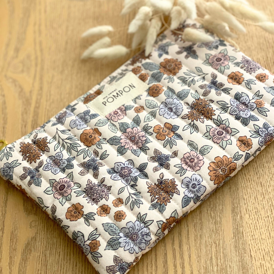 Pochette plate à fleurs, trousse à maquillage