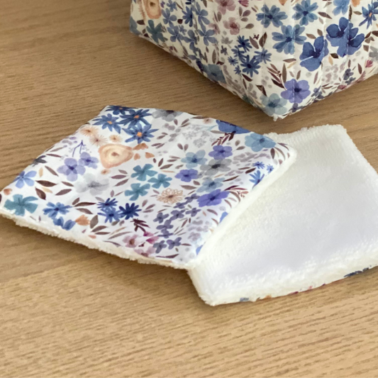 Cotons démaquillants lavables avec panier