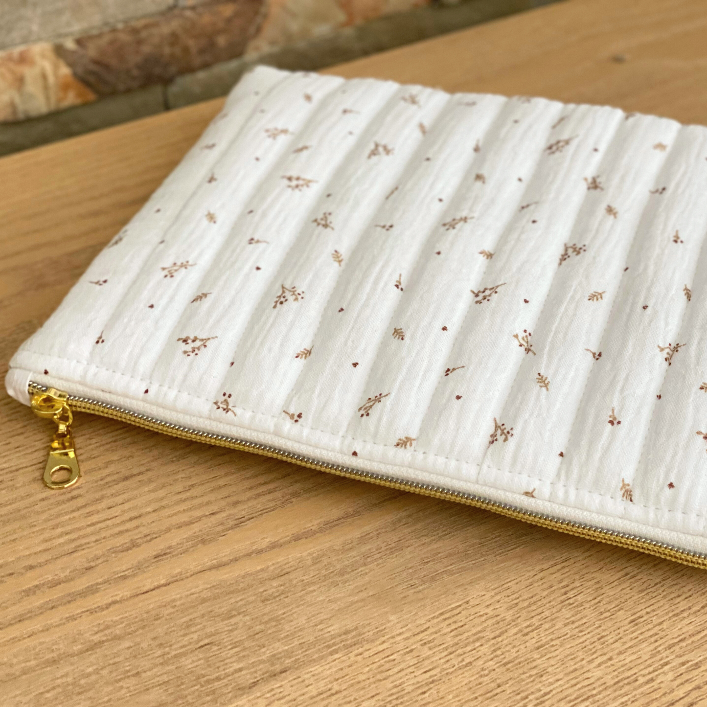 Pochettes plates matelassées en gaze de coton