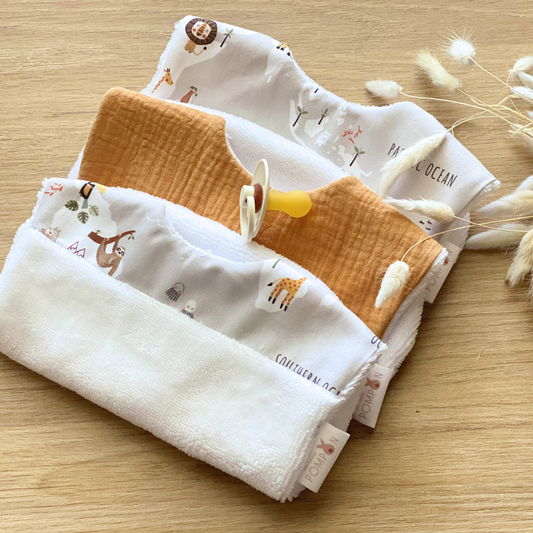 Ensemble de bavoirs animaux du monde pour garçon