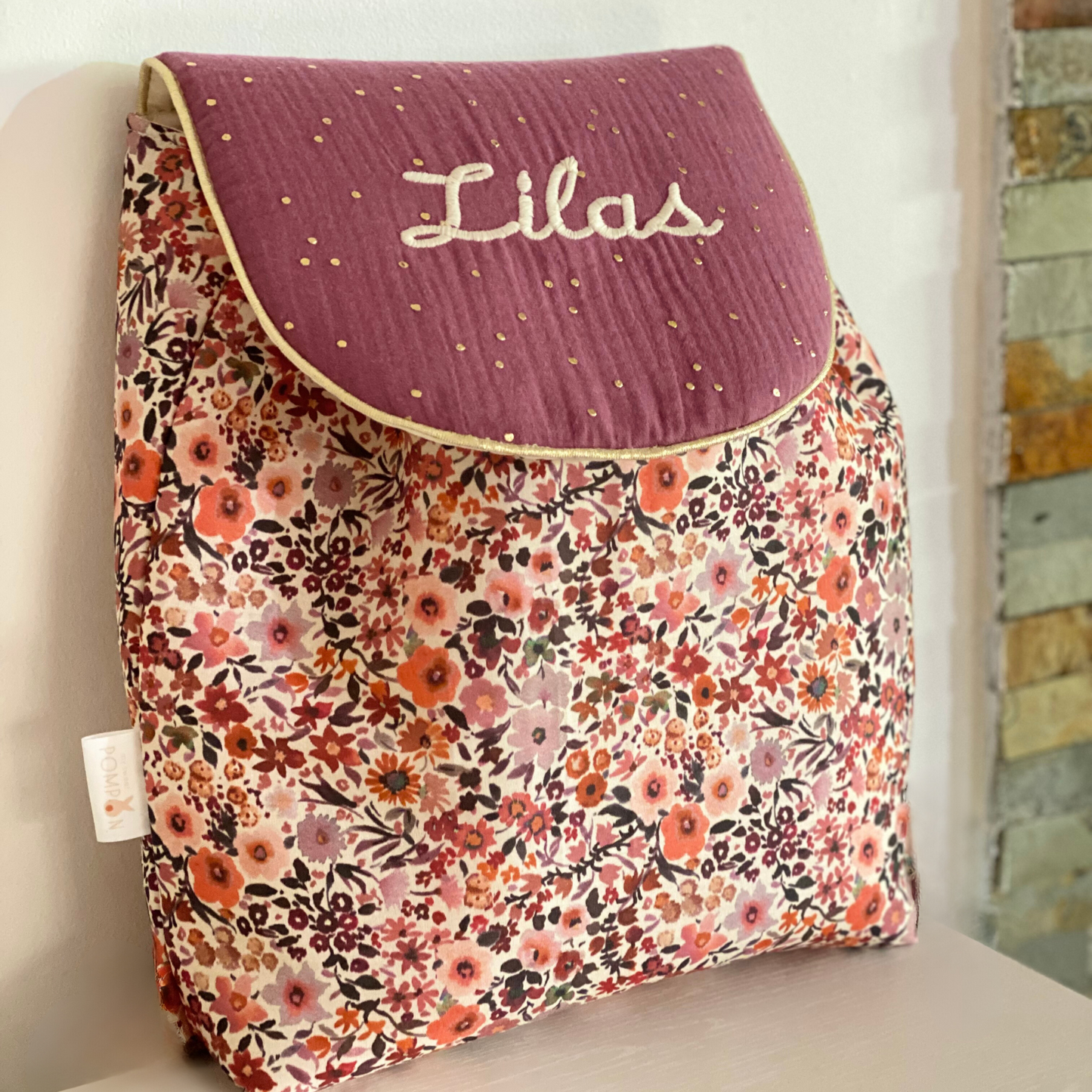 Sac à dos enfant crèche maternelle personnalisé avec broderie pour fille