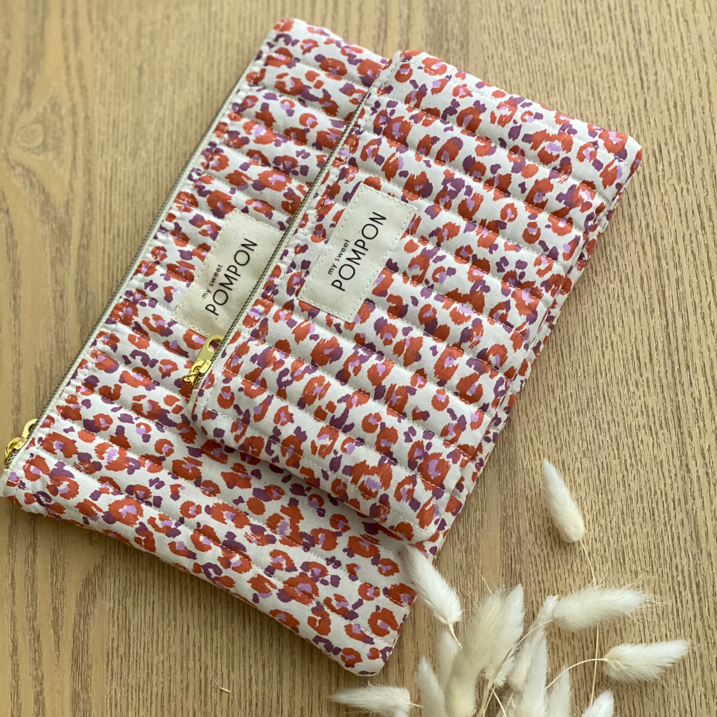 mini pochette leopard brique parme