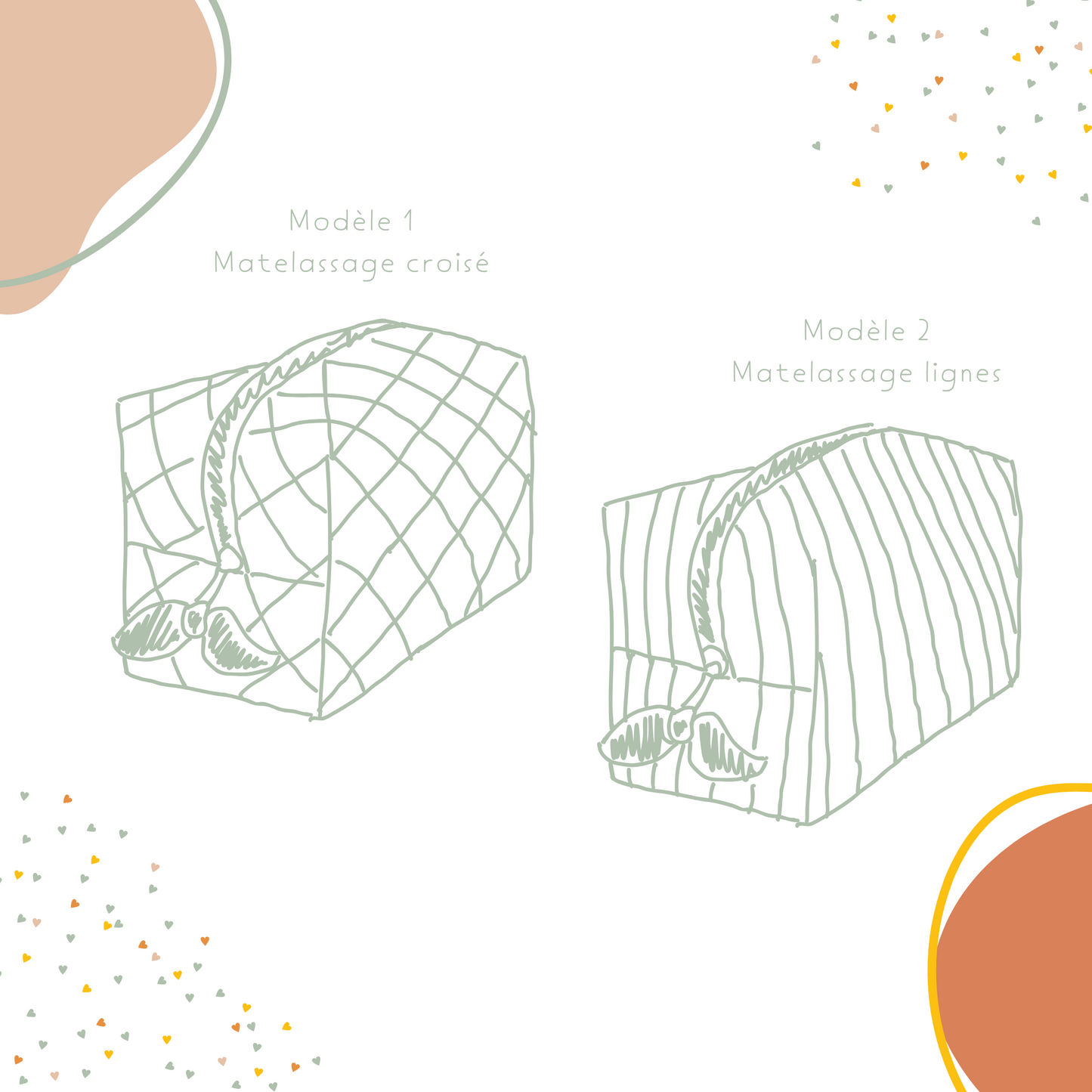 Trousse de toilette matelassée sur mesure pour sac à langer