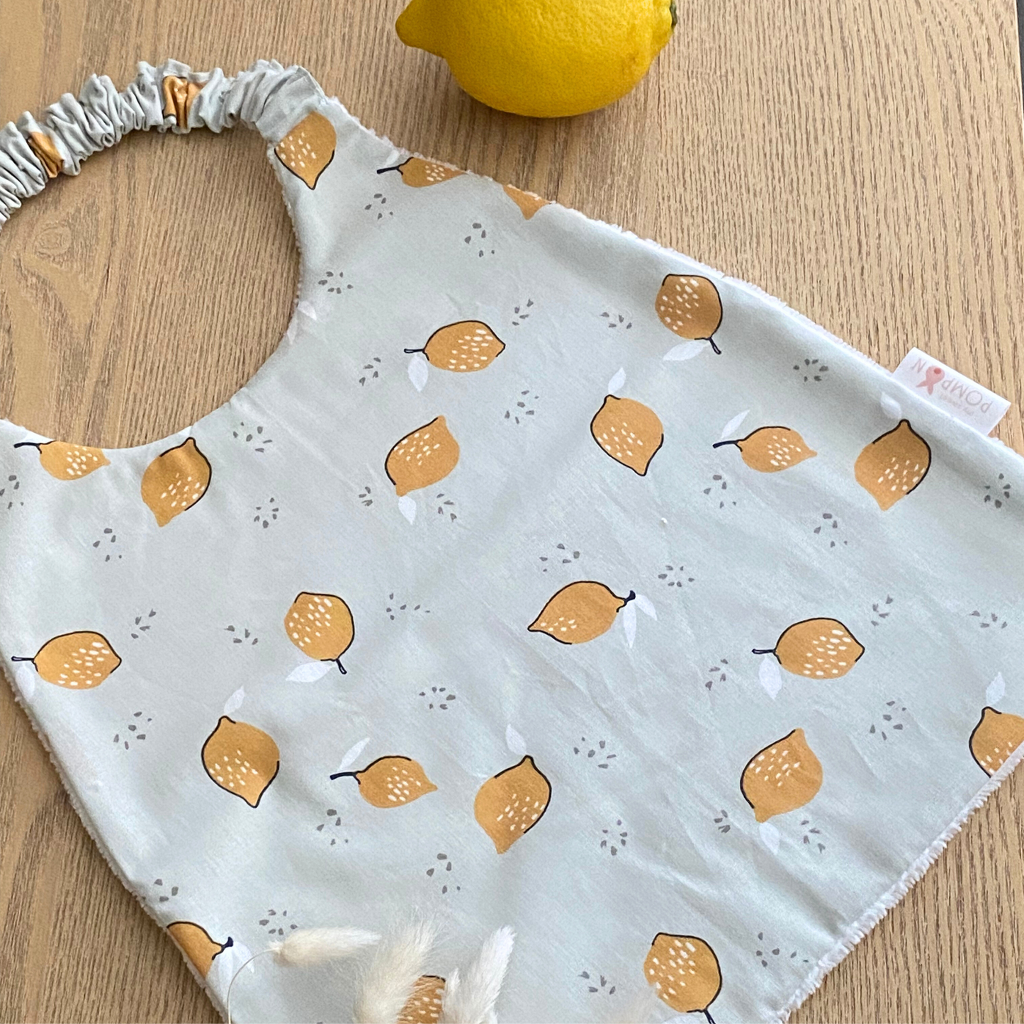 Serviette cantine maternelle à élastique citron