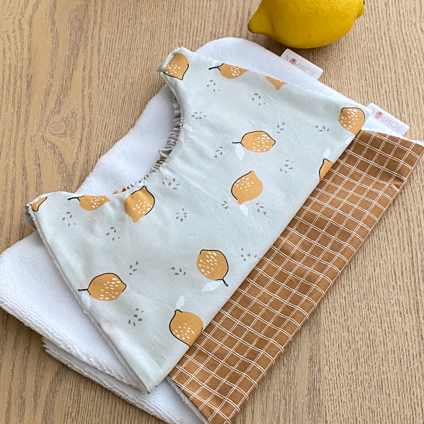 Serviette cantine maternelle à élastique citron