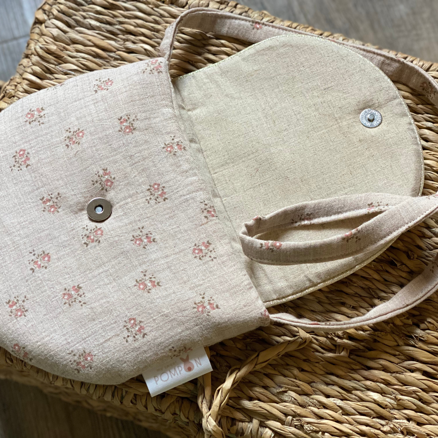 Sac à bandoulière pour petite fille en gaze de coton à fleurs