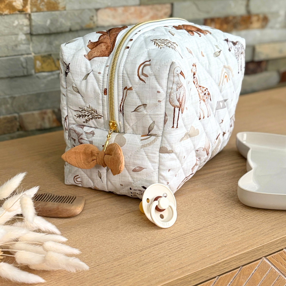 Trousse de toilette bébé animaux de la savane