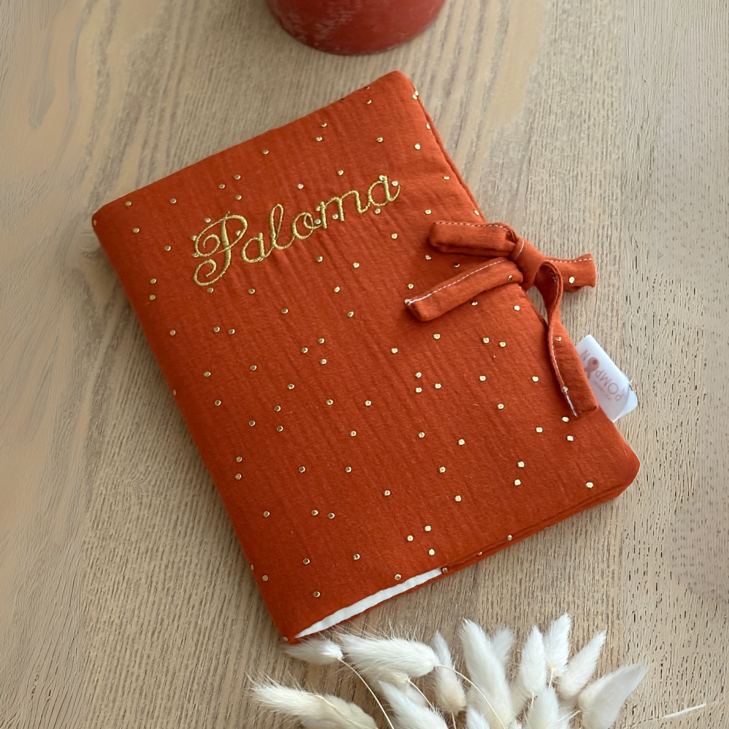 Protège carnet de santé personnalisé en gaze de coton -Couleur au choix