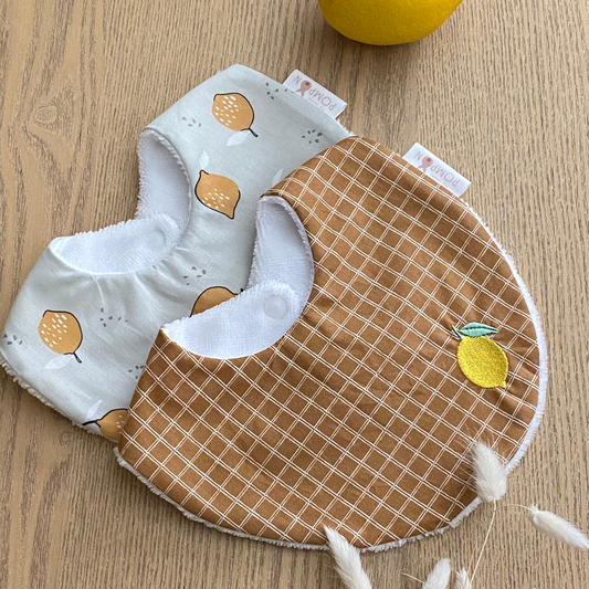 Bavoirs naissance bébé ronds citrons