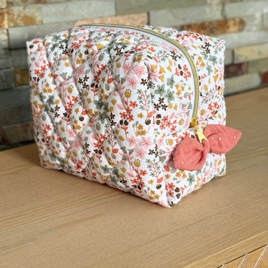 Trousse de toilette bébé matelassée terracotta doré camel
