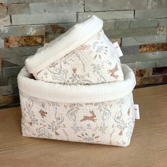panier à couches bébé ecru en gaze de coton