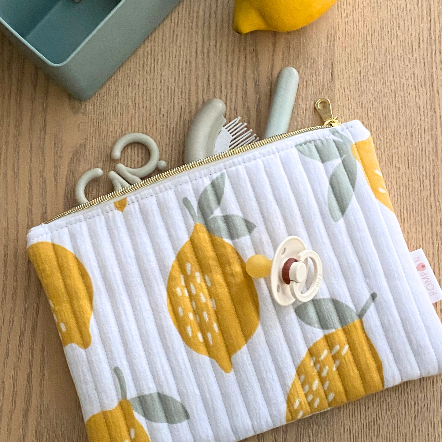 Pochette plate à langer citron