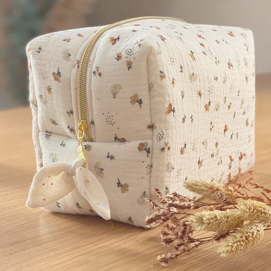Trousse de toilette pour sac à langer double gaze écru Collection Iris