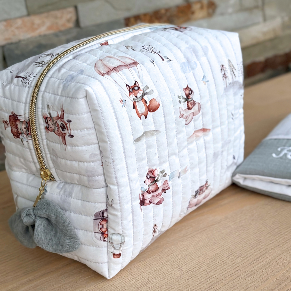 Trousse de toilette bébé animaux aviateurs