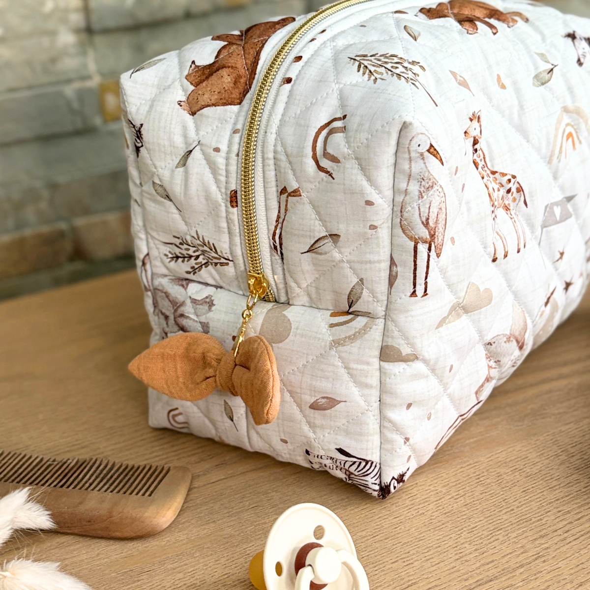 Trousse de toilette bébé animaux de la savane