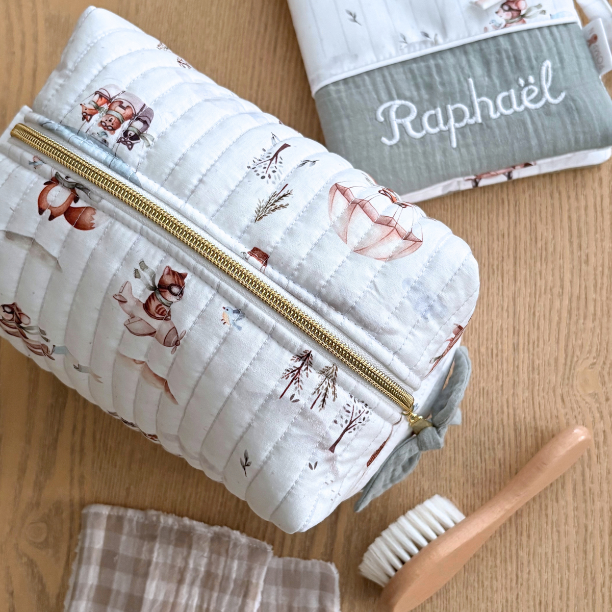 Trousse de toilette bébé animaux aviateurs