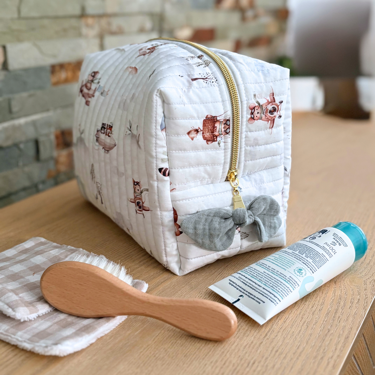 Trousse de toilette bébé animaux aviateurs