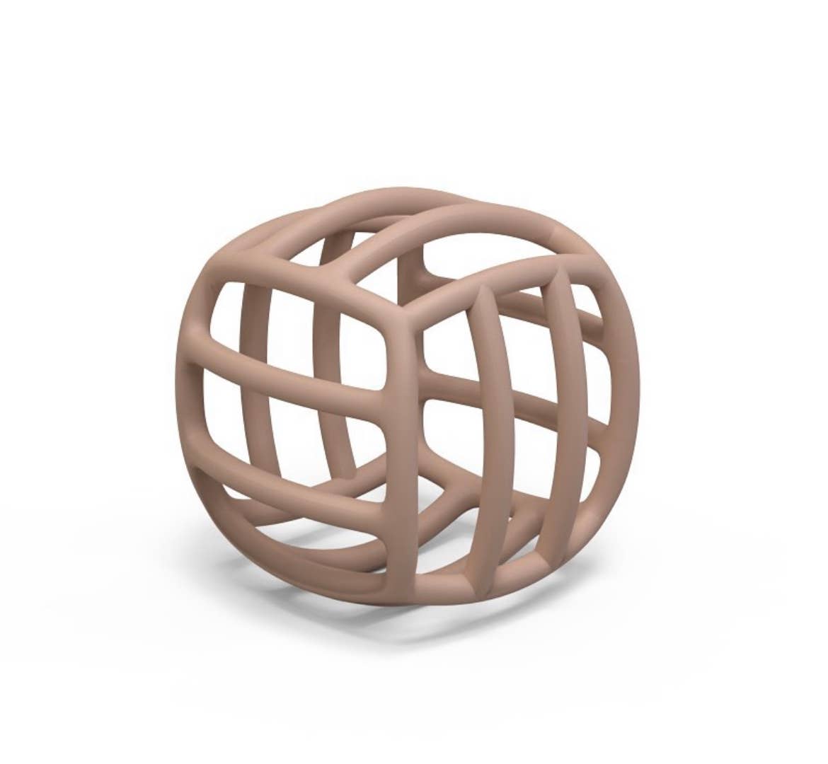 balle sensorielle bebe en silicone beige