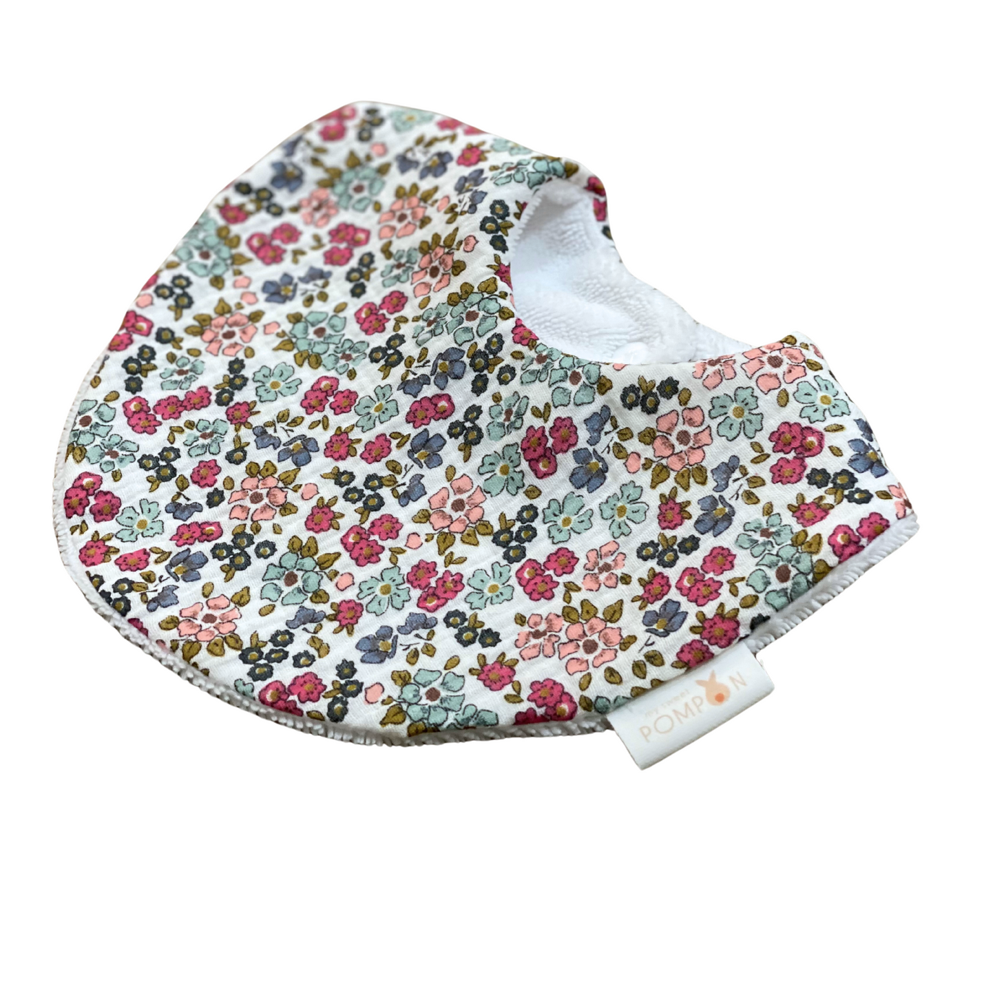 Bavoirs fleuris framboise et vert bébé fille