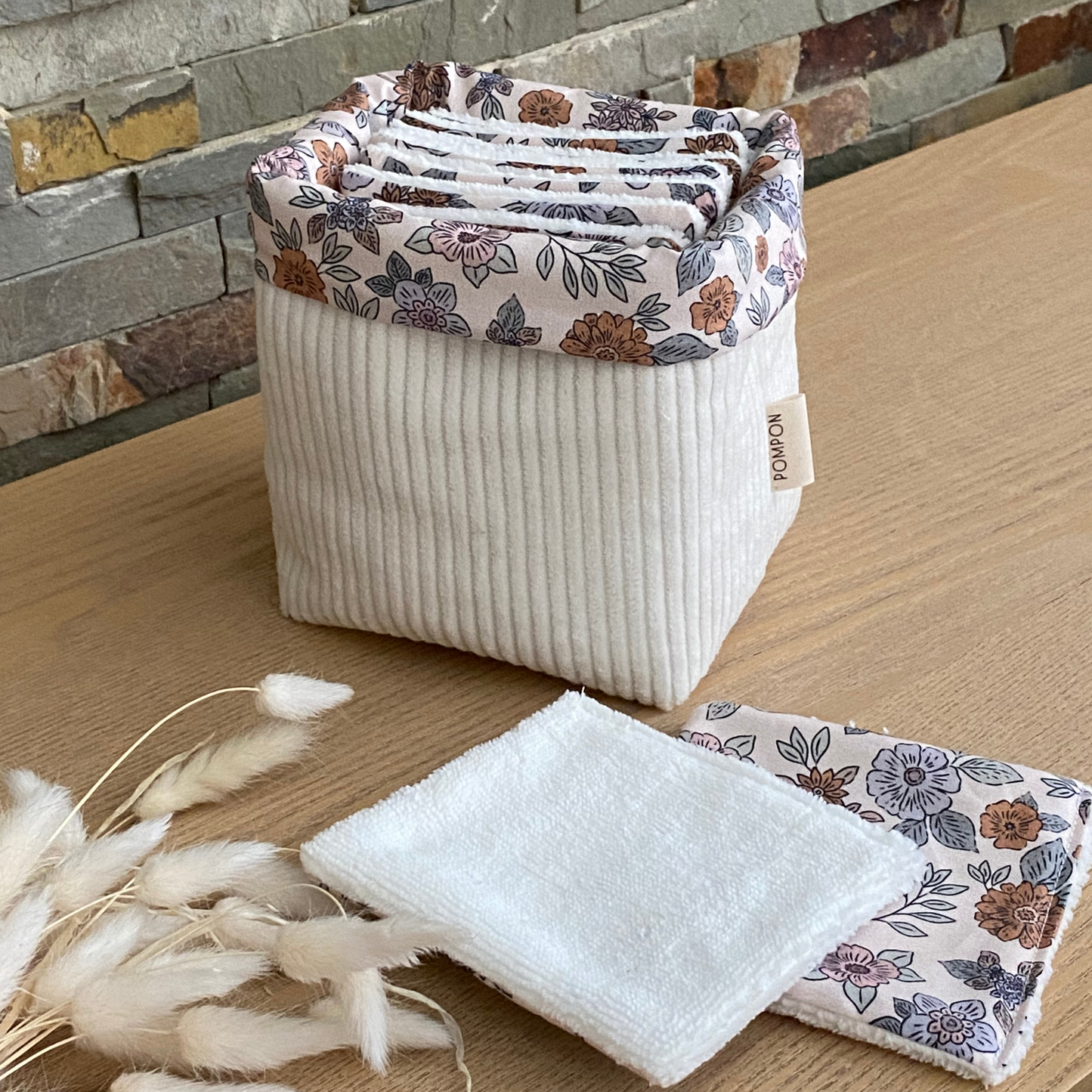 Cotons démaquillants lavables avec panier