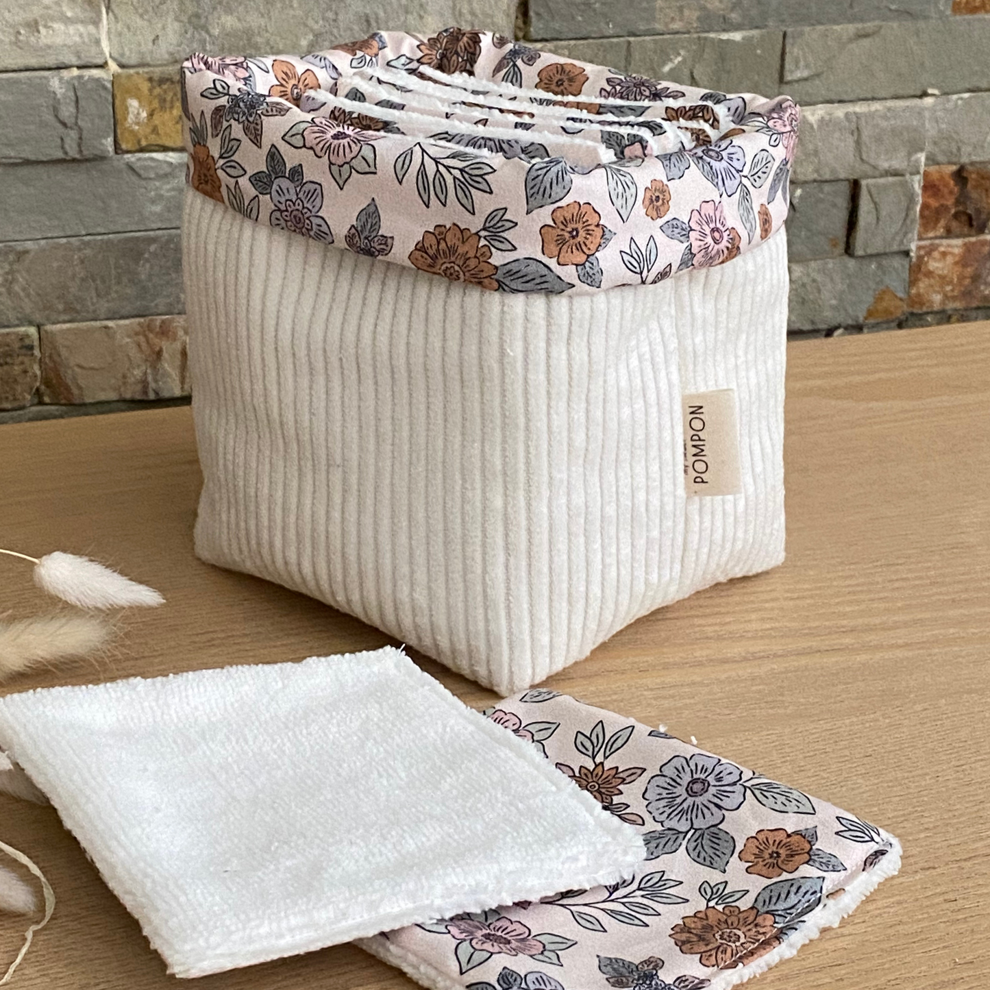 Cotons démaquillants lavables avec panier