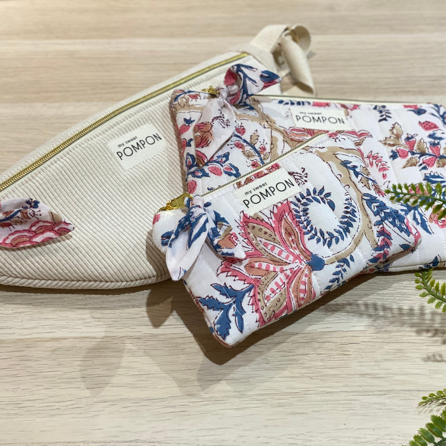 Sac banane femme velours écru