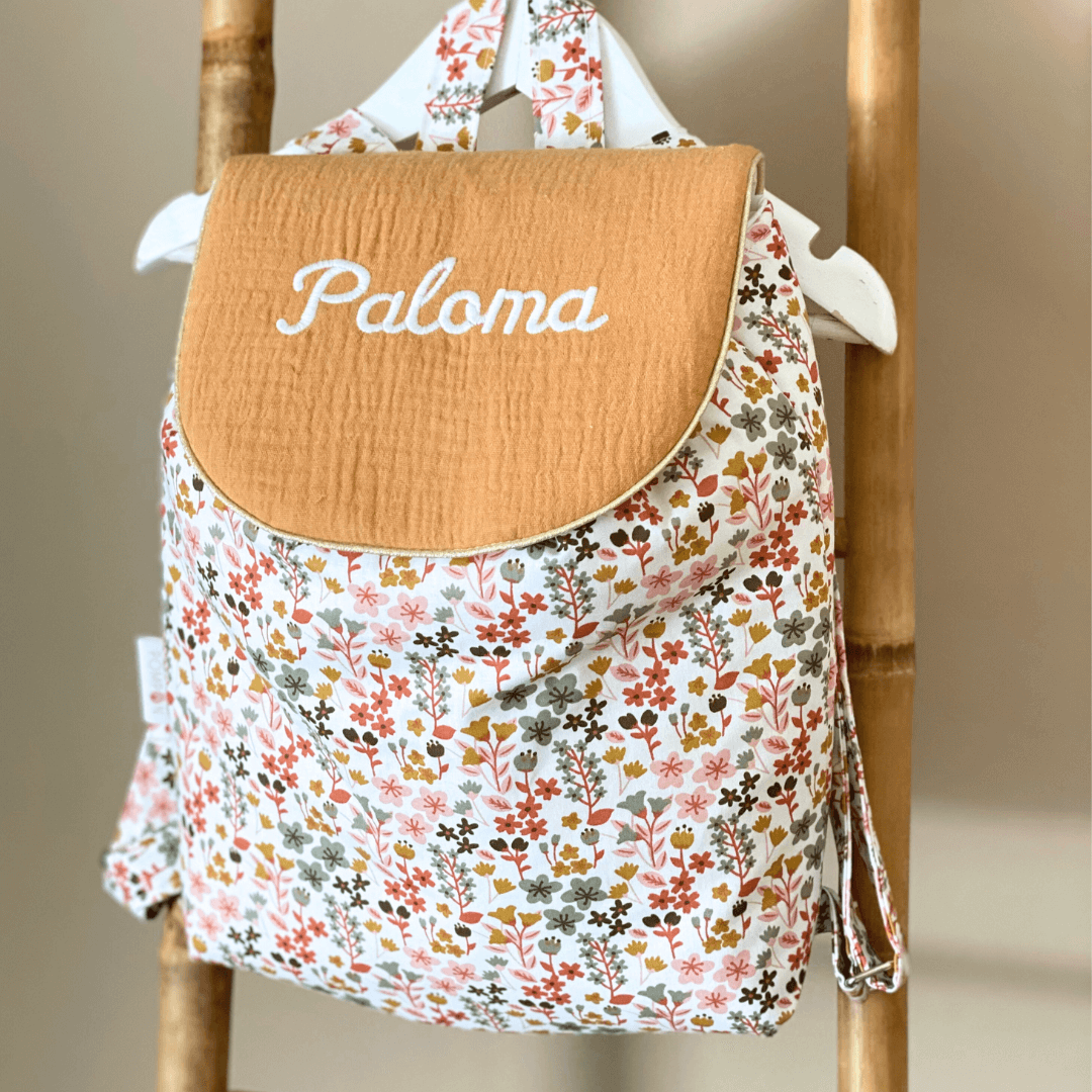 Sac à dos personnalisé avec prénom maternelle pour fille terracotta