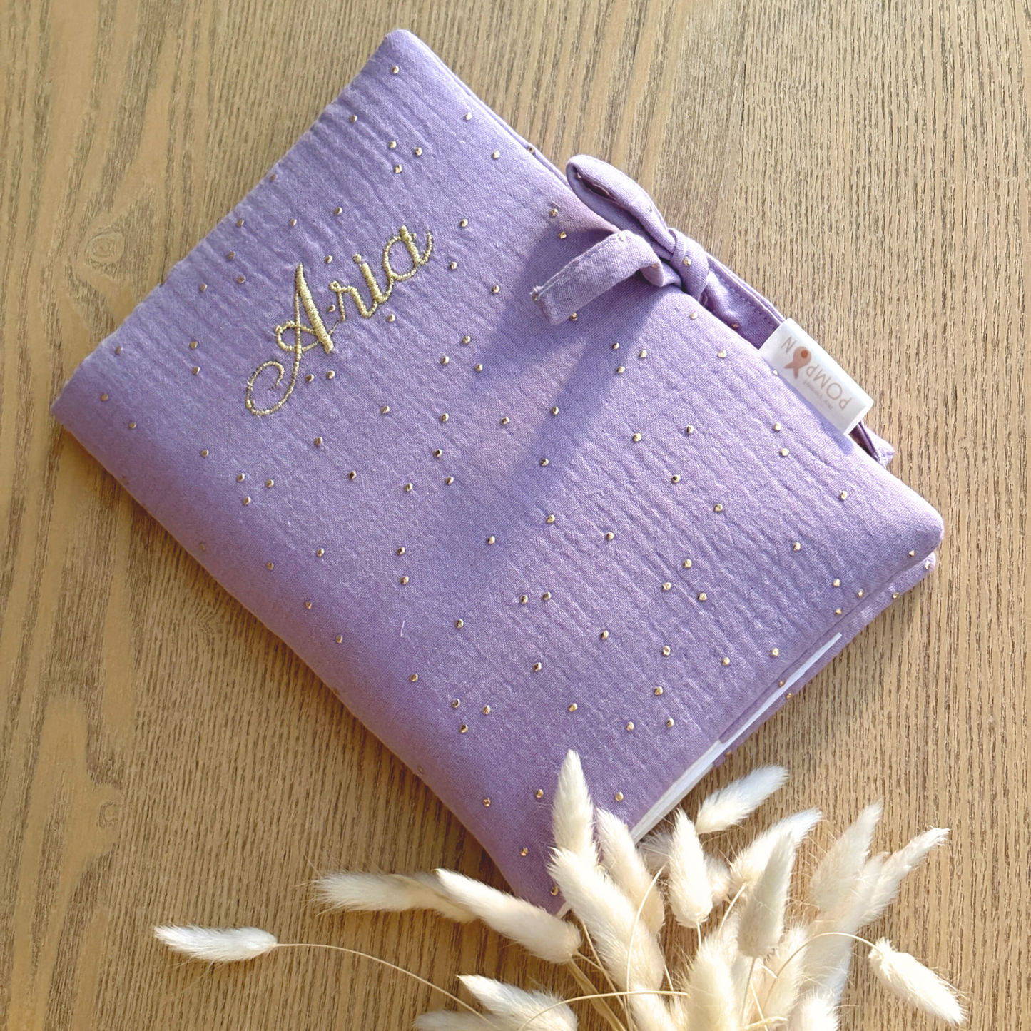 Protège carnet de santé personnalisé en gaze de coton -Couleur au choix